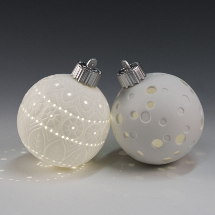 Set of porcelain Luminous Christmas Balls "White Christmas" 9pcs